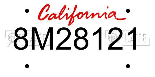 8M28121 California License Plate
