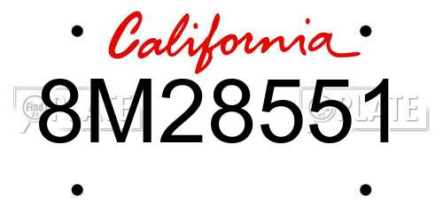 8M28551 California License Plate