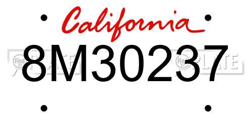 8M30237 California License Plate