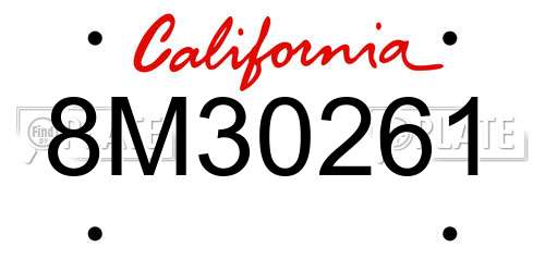 8M30261 California License Plate