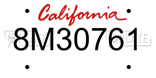 8M30761 California License Plate