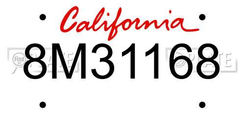 8M31168 California License Plate