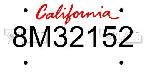 8M32152 California License Plate