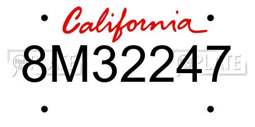 8M32247 California License Plate