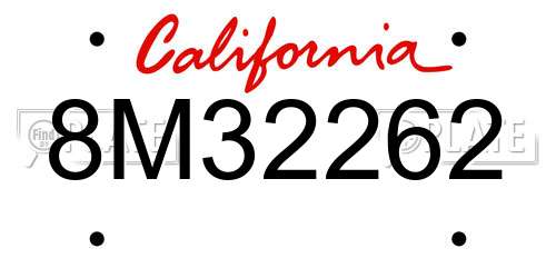 8M32262 California License Plate