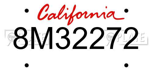 8M32272 California License Plate
