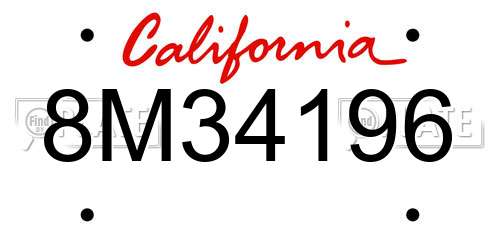 8M34196 California License Plate