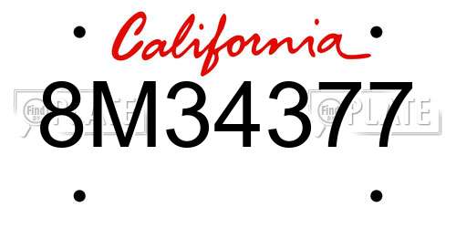 8M34377 California License Plate