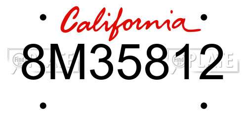 8M35812 California License Plate