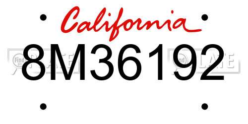 8M36192 California License Plate