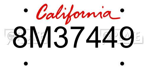 8M37449 California License Plate