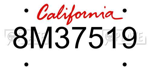 8M37519 California License Plate