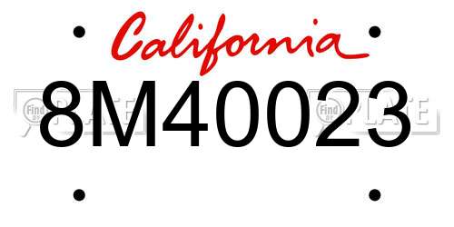 8M40023 California License Plate