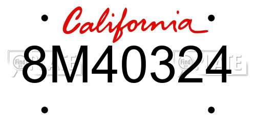 8M40324 California License Plate