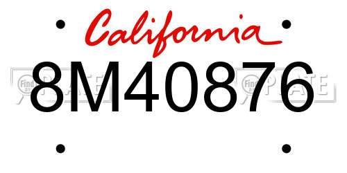 8M40876 California License Plate