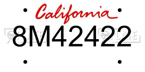 8M42422 California License Plate