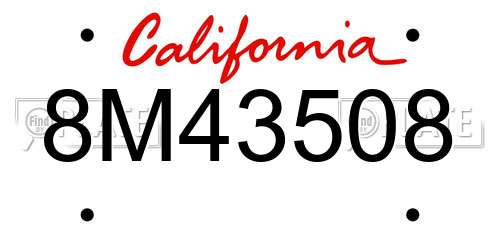 8M43508 California License Plate
