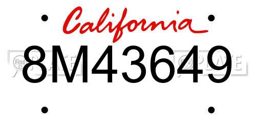 8M43649 California License Plate