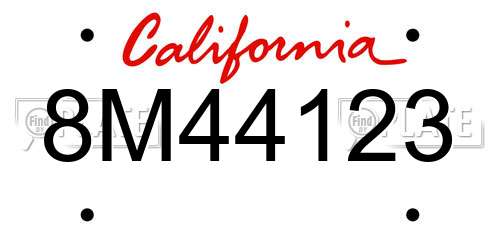 8M44123 California License Plate