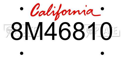 8M46810 California License Plate