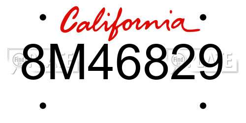 8M46829 California License Plate