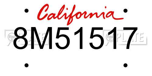 8M51517 California License Plate