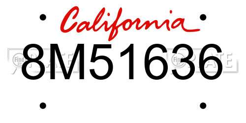 8M51636 California License Plate
