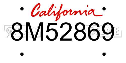 8M52869 California License Plate