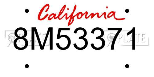 8M53371 California License Plate