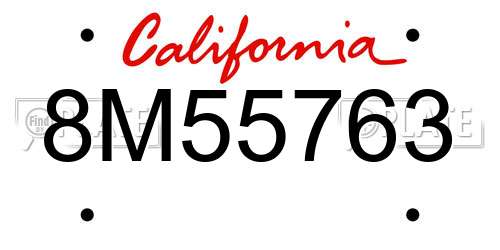8M55763 California License Plate