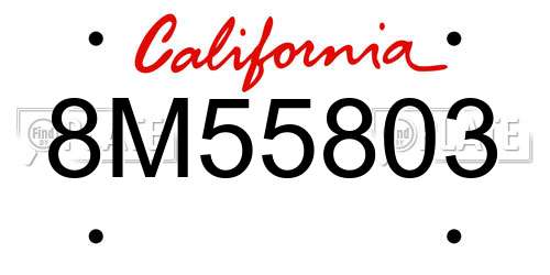 8M55803 California License Plate