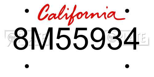 8M55934 California License Plate