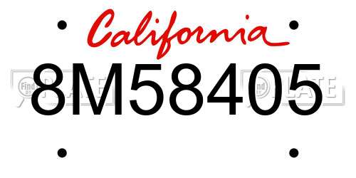 8M58405 California License Plate