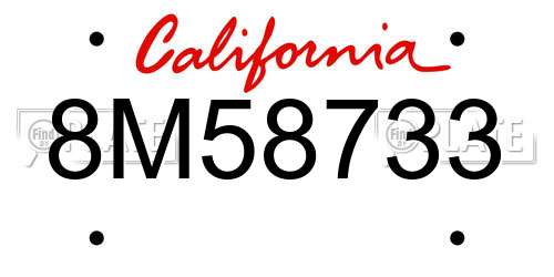 8M58733 California License Plate