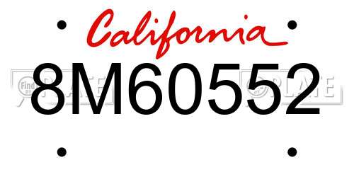 8M60552 California License Plate