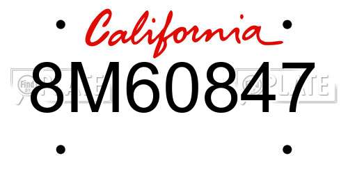 8M60847 California License Plate