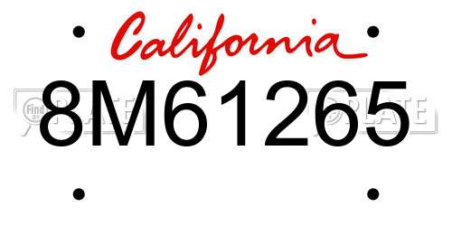 8M61265 California License Plate