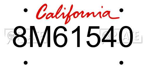 8M61540 California License Plate