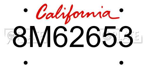 8M62653 California License Plate