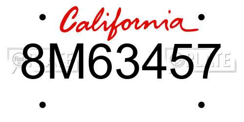8M63457 California License Plate