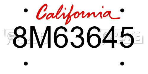 8M63645 California License Plate
