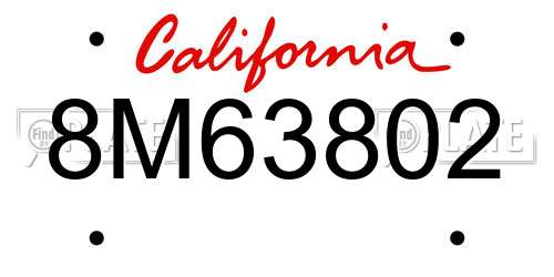 8M63802 California License Plate