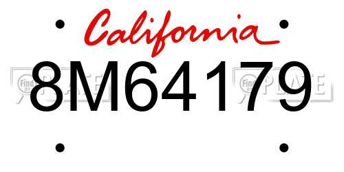 8M64179 California License Plate