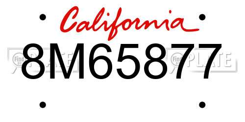 8M65877 California License Plate