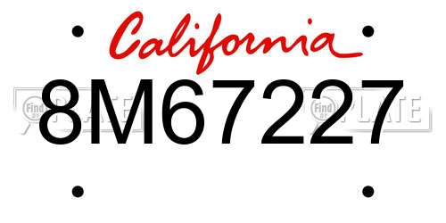 8M67227 California License Plate