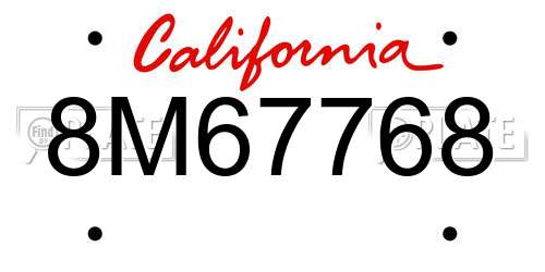 8M67768 California License Plate