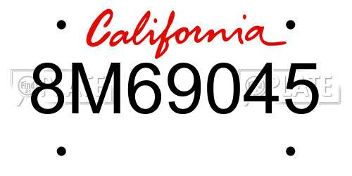 8M69045 California License Plate