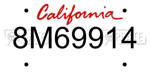 8M69914 California License Plate