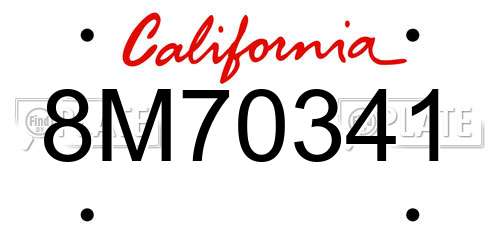8M70341 California License Plate