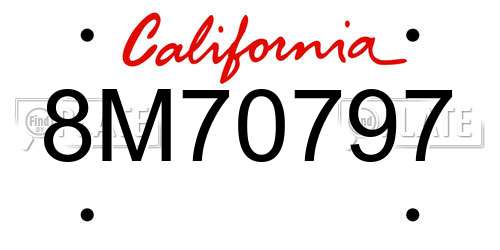 8M70797 California License Plate